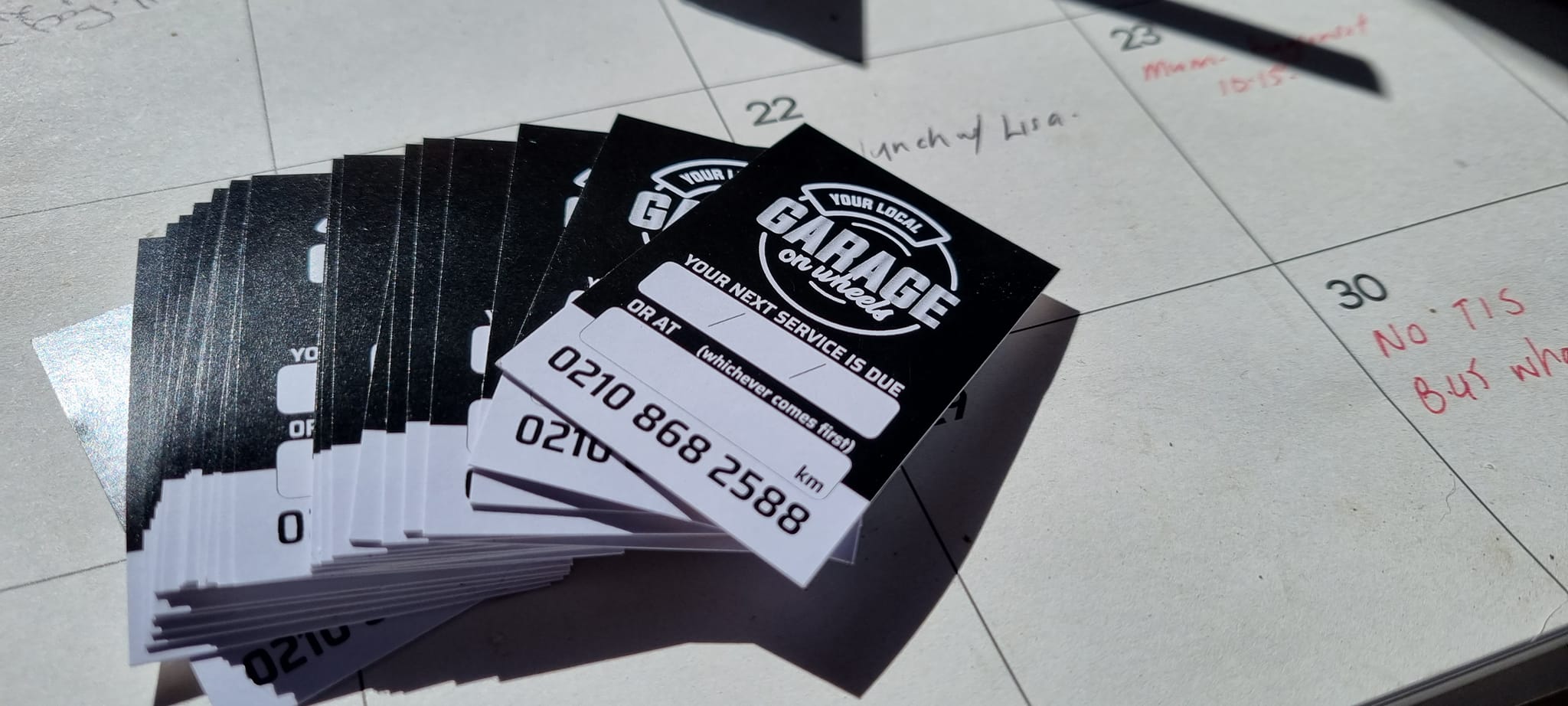 Your Local Garage service reminder cards